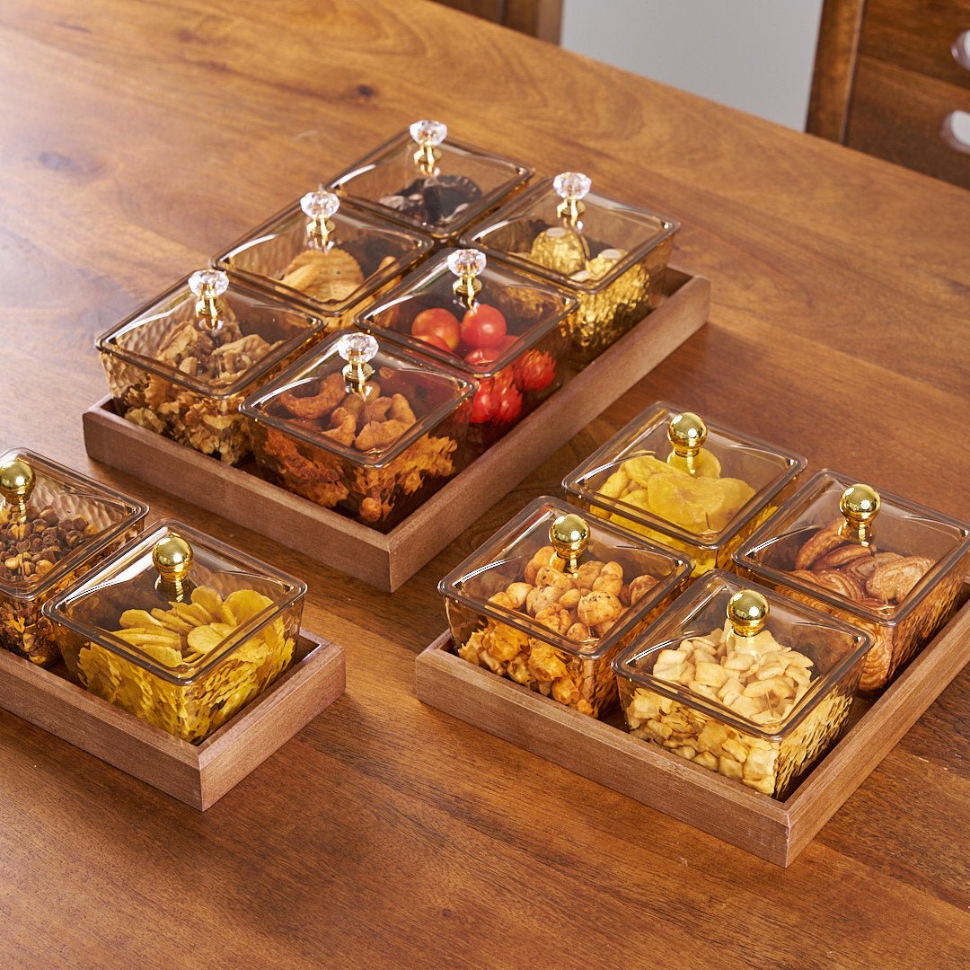 Crystal Clear Snack Plate Organizer (6-BOXES TRAY)