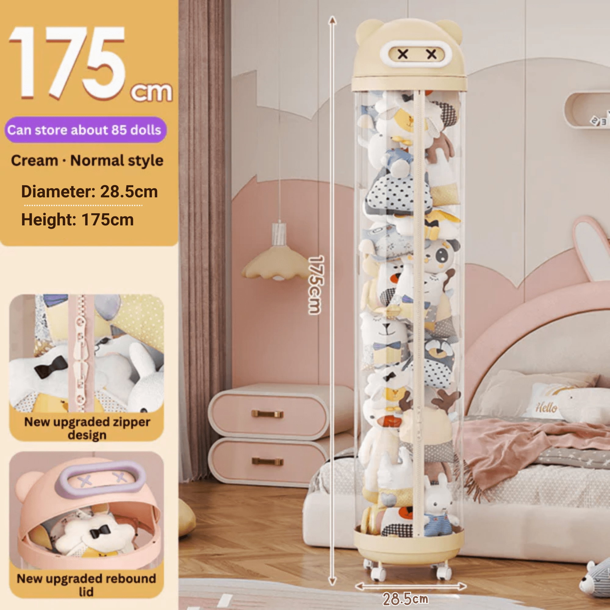 Transparent Doll Storage Bucket