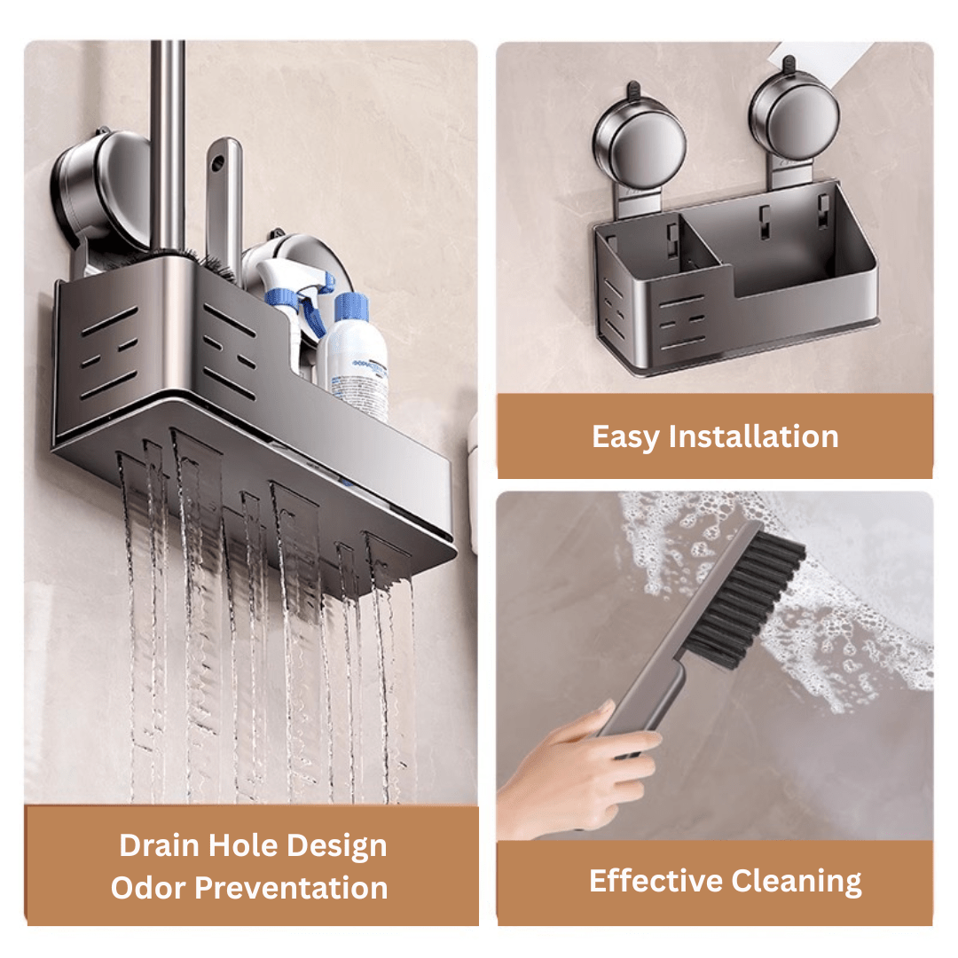 Wall-Mounted Suction Cup Toilet Brush with Storage Holder