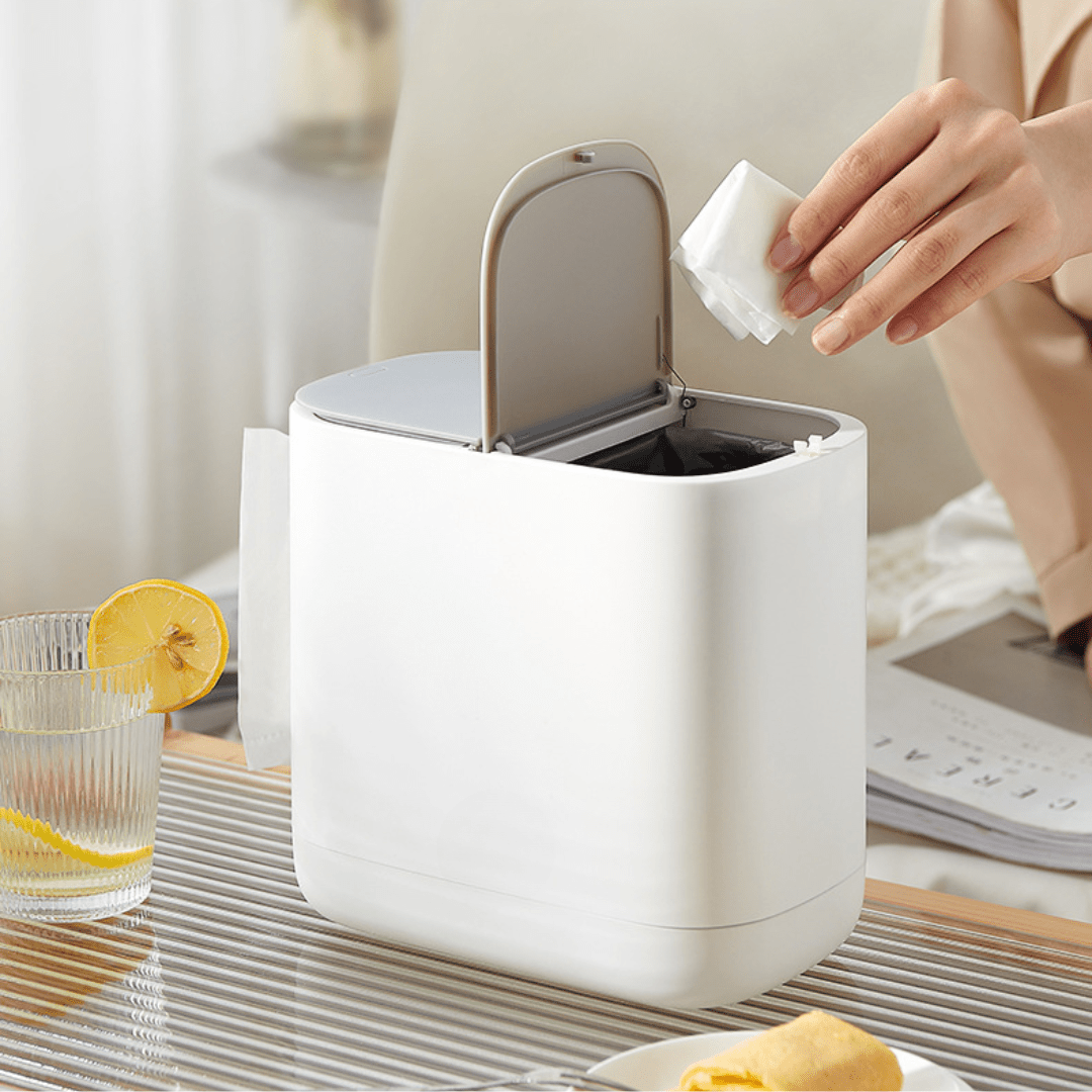 Two-in-One Tissue Holder with Trash Bin