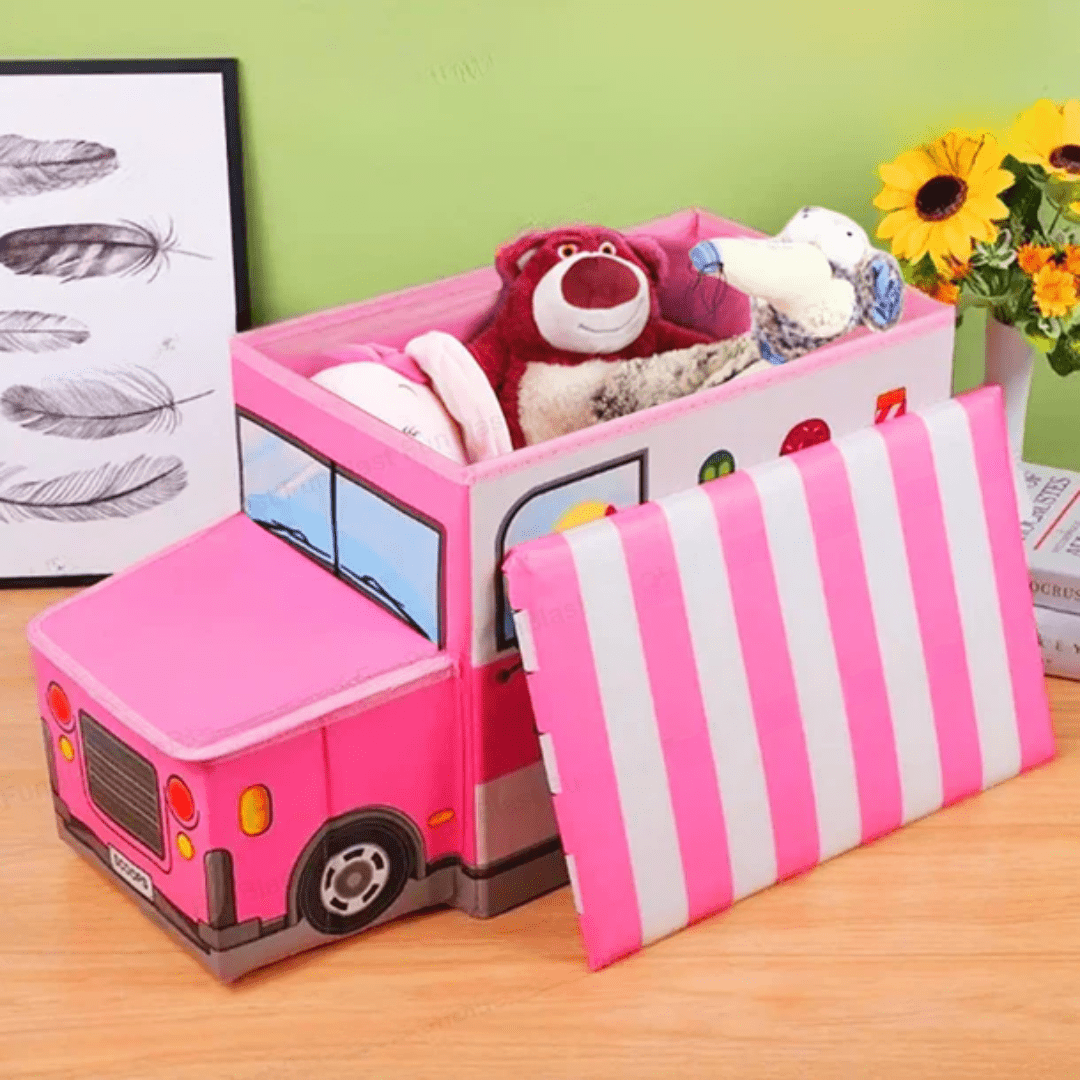 Bus-Shaped Kid's Toy Storage Box