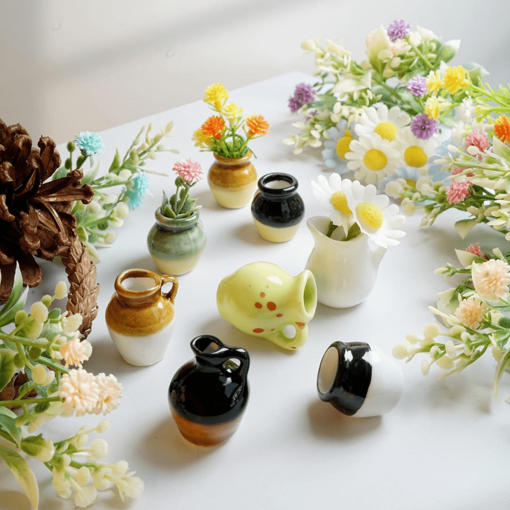 Cute 8 Mini Ceramic Vase Decorative Fridge Magnets