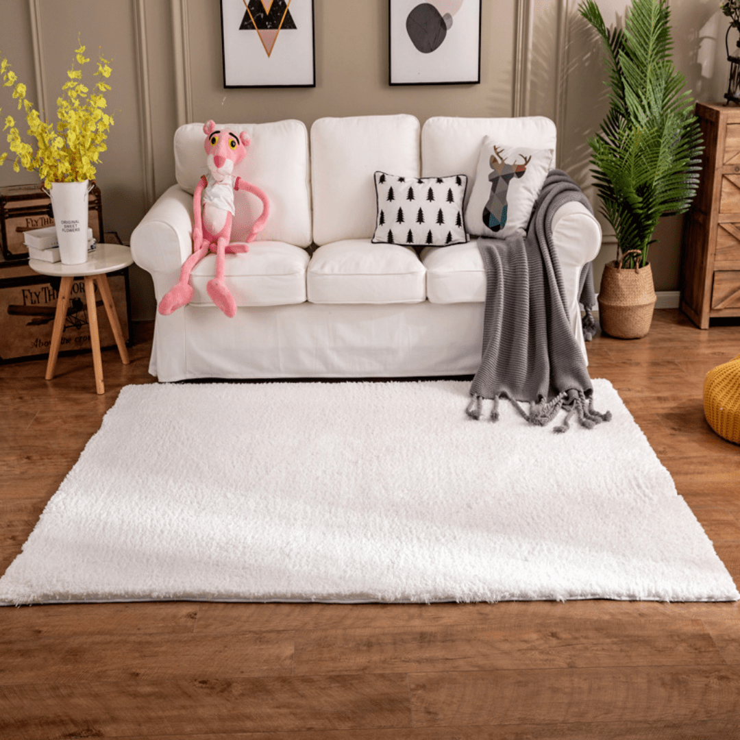 Ultra-Soft Silk Wool Living Room Carpet (Beige)