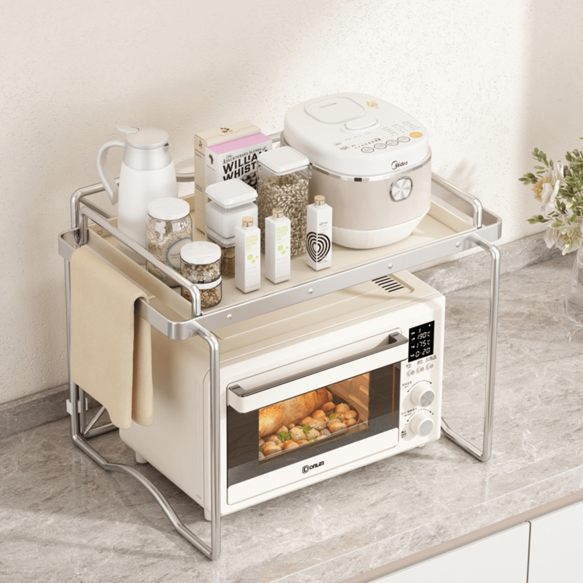 Carbon Steel Multifunctional Foldable Kitchen Storage Rack(64cm)