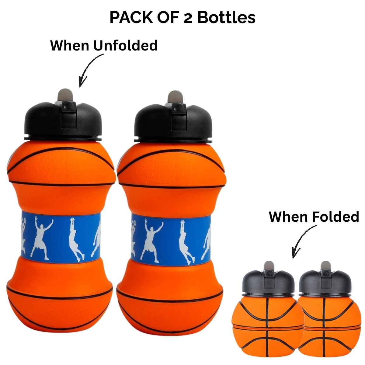 Collapsible Silicone Basketball Design Drinking Bottle