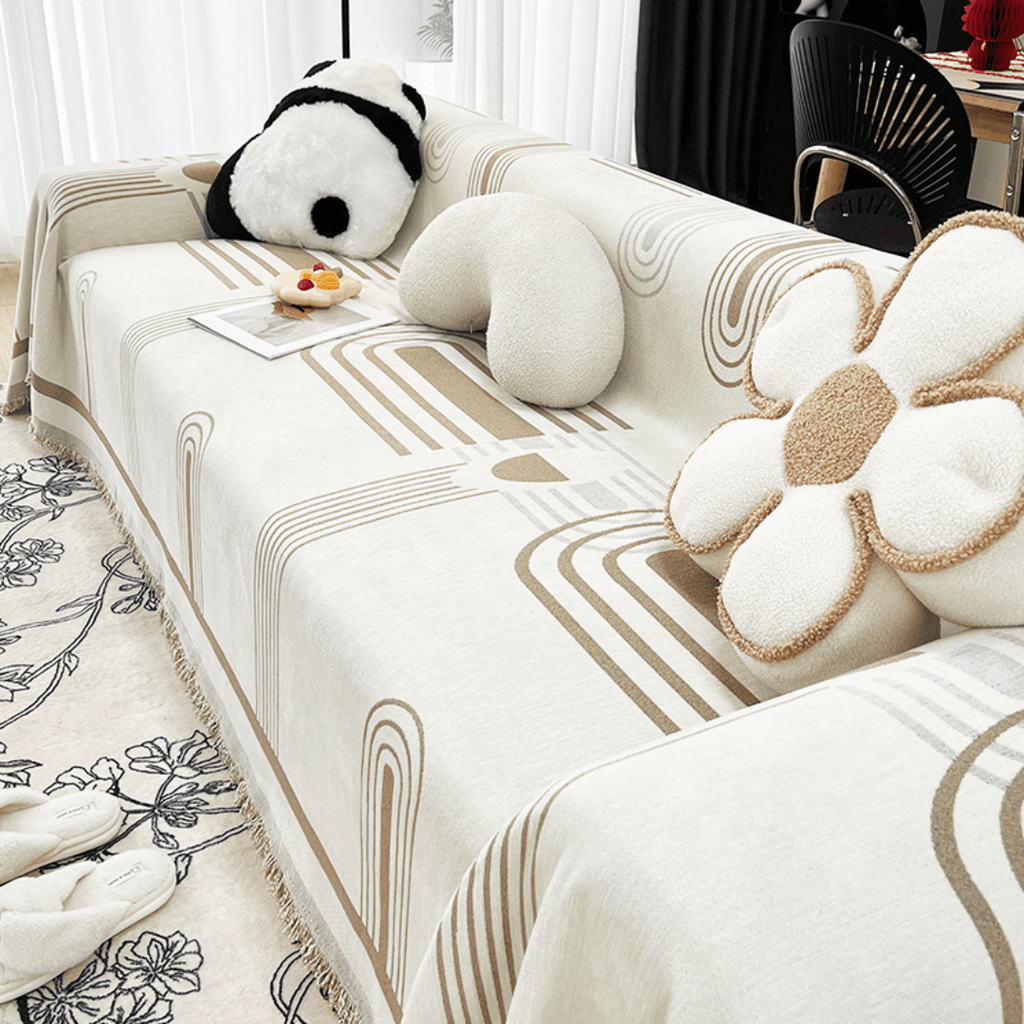 Beige & Cream Elegance Elegance Chenille Sofa Cover