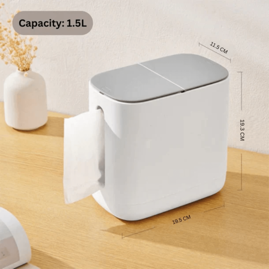 Two-in-One Tissue Holder with Trash Bin