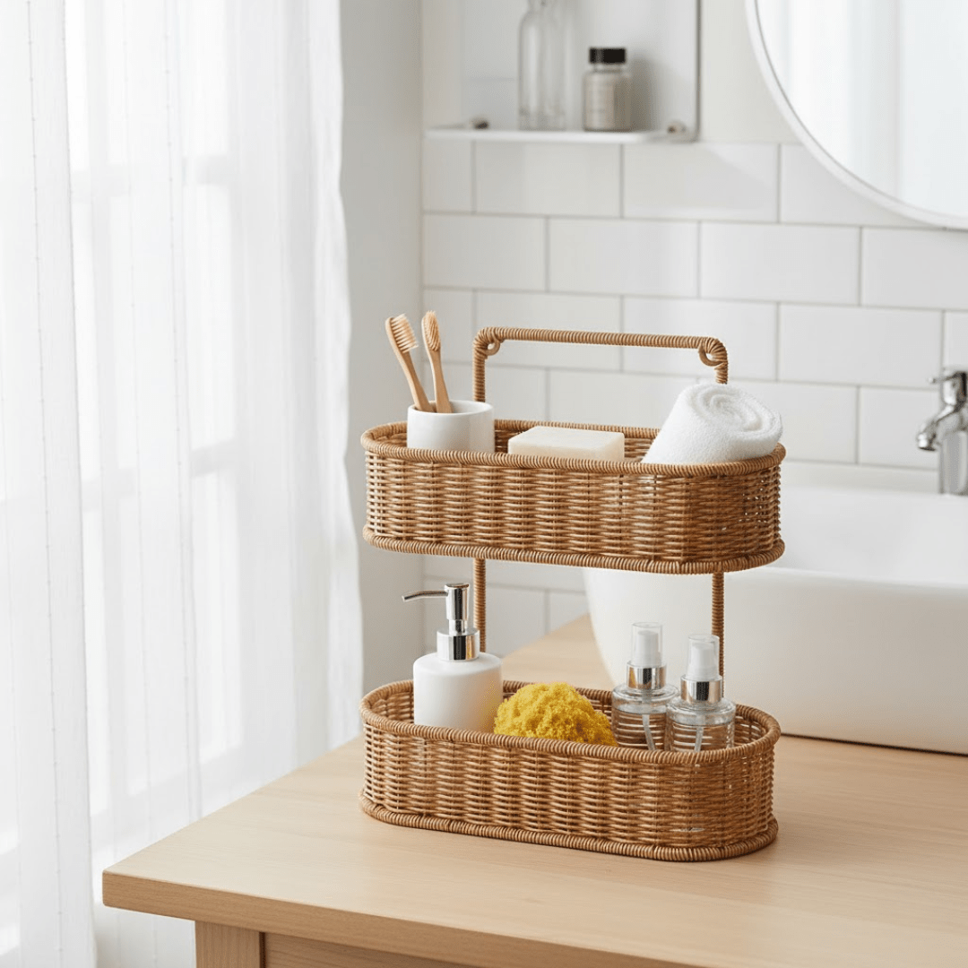 Decorative Oval Rattan Style Storage Basket