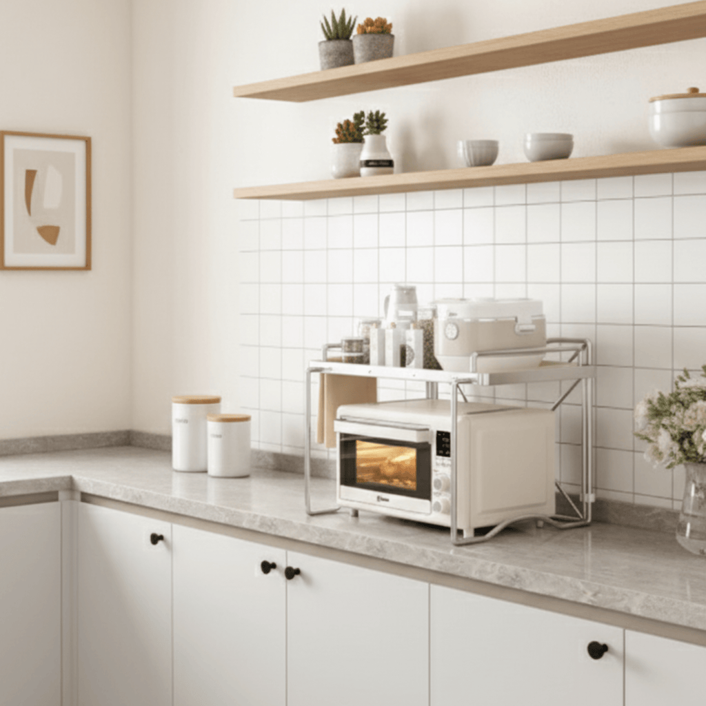 Carbon Steel Multifunctional Foldable Kitchen Storage Rack(64cm)