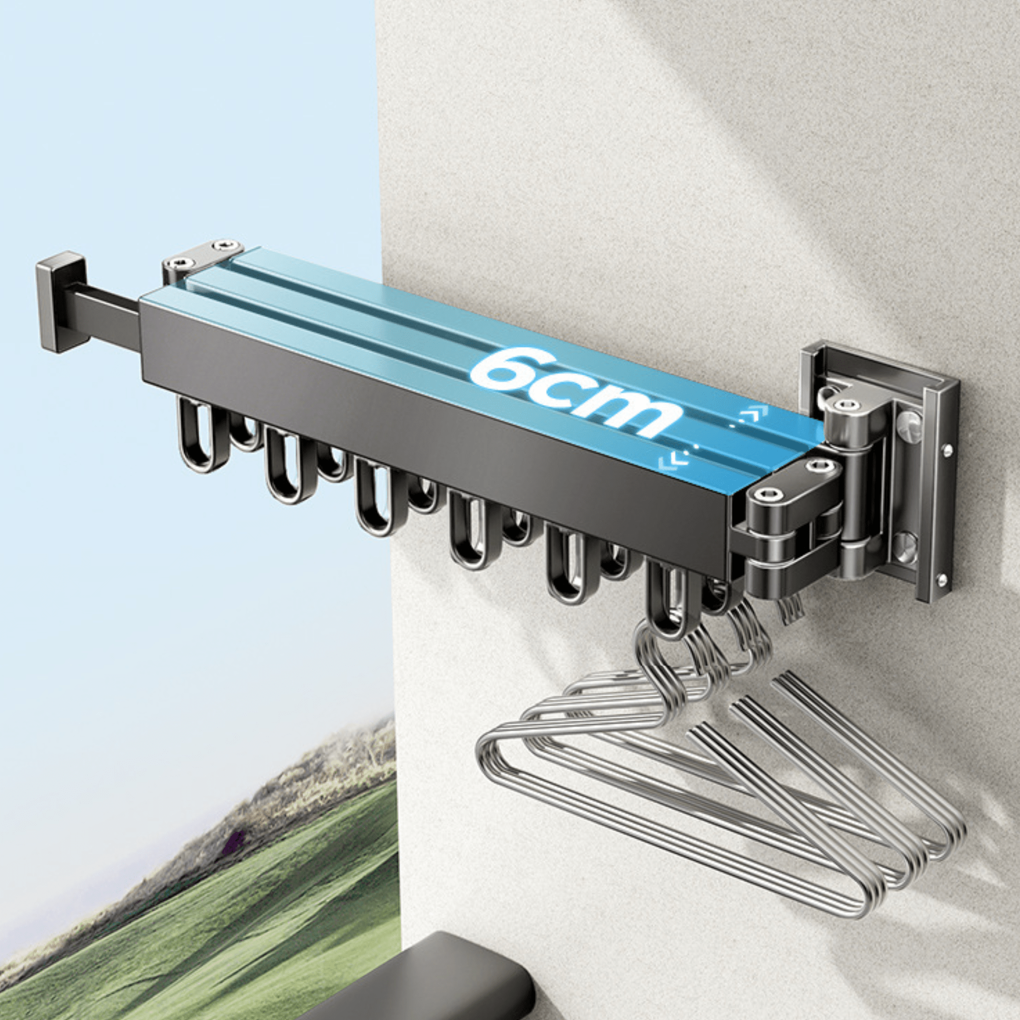 Wall-Mounted Foldable Aluminum Clothes Drying Hanger