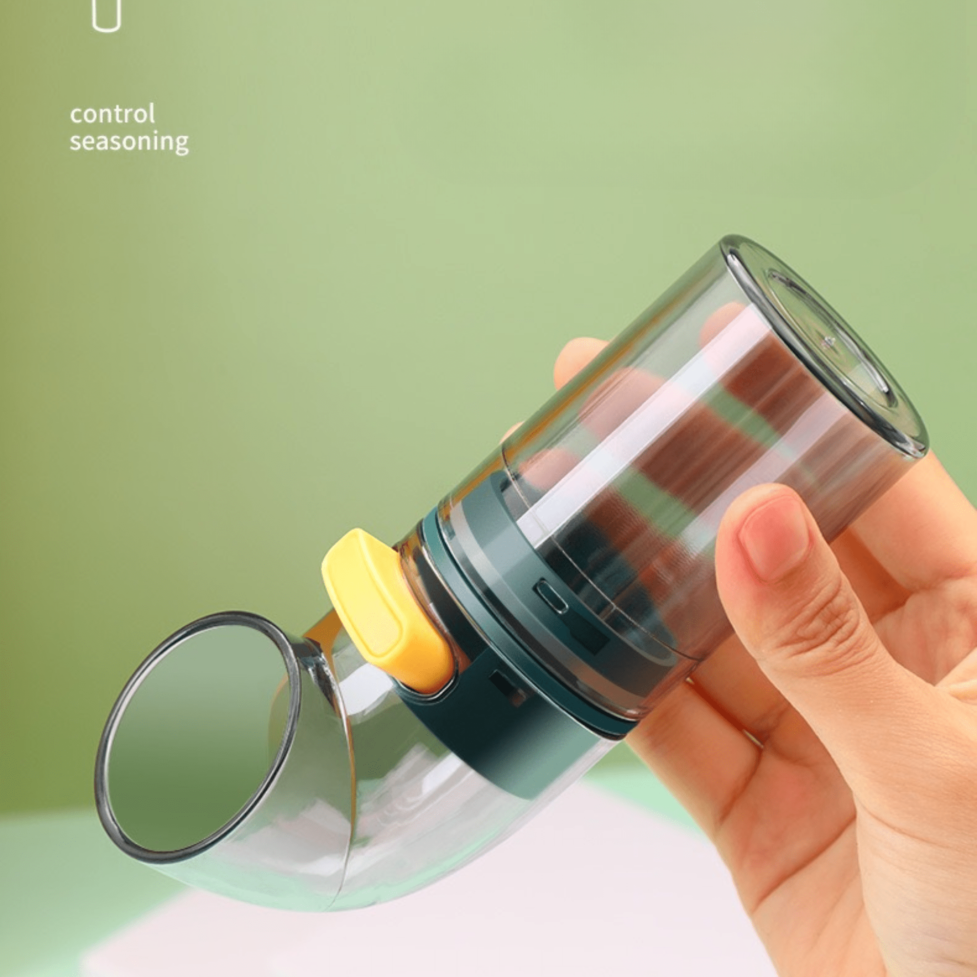 Transparent Plastic Seasoning Jar with Press Button Salt Dispenser