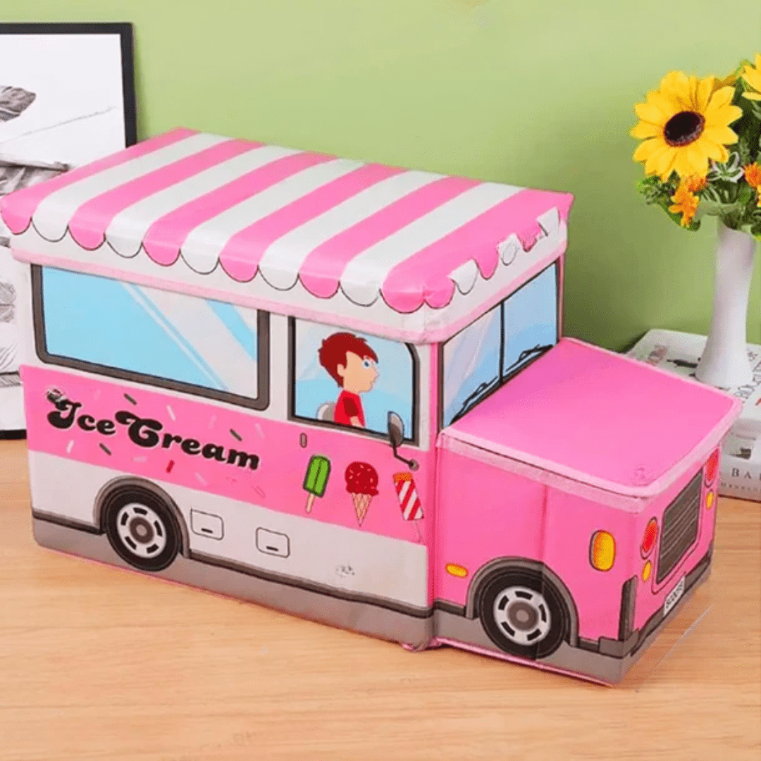Bus-Shaped Kid's Toy Storage Box