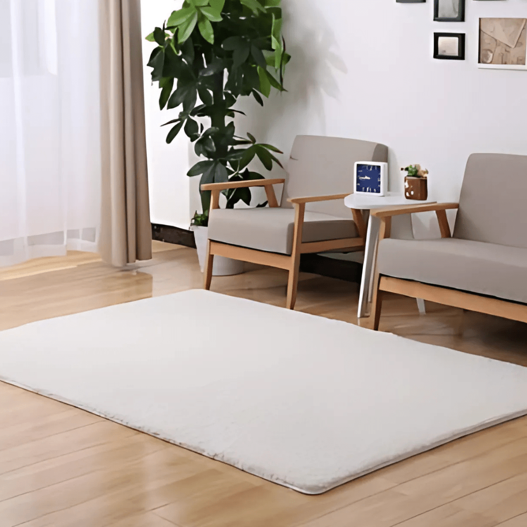 Ultra-Soft Silk Wool Living Room Carpet (Beige)