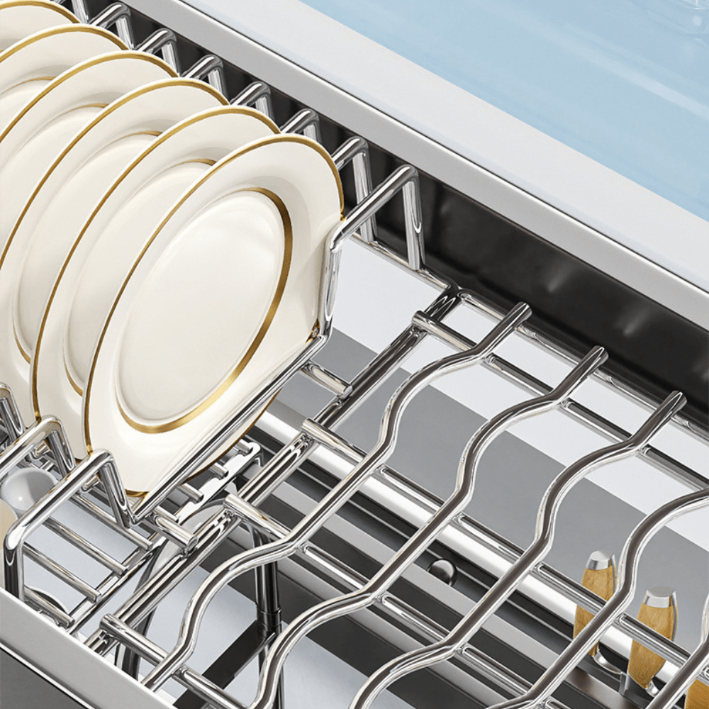 Clean Edge Stainless Steel Multi-Function Dish Rack Organizer