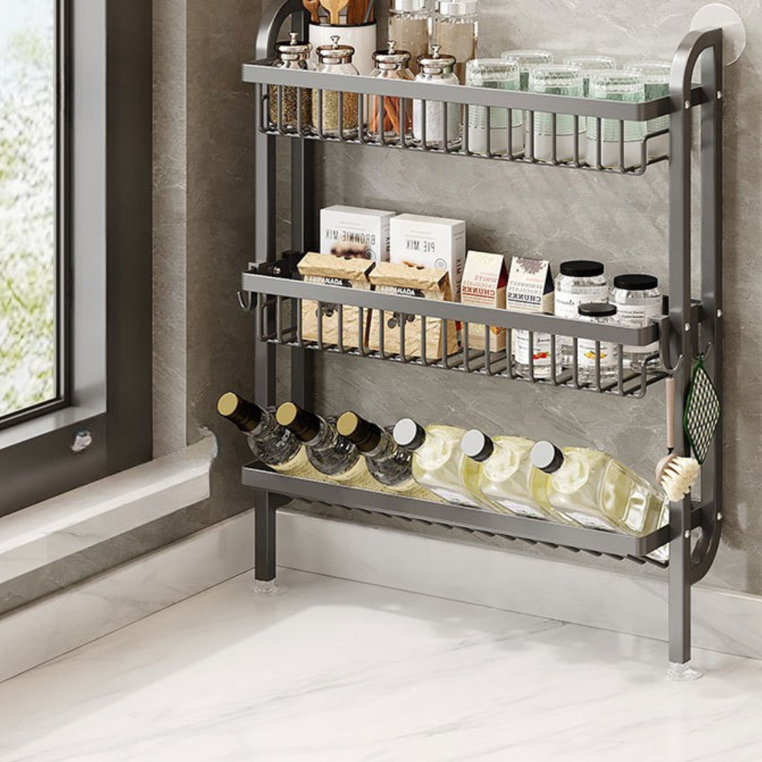 Suction Cup Wall-Mounted Spice Rack Organizer