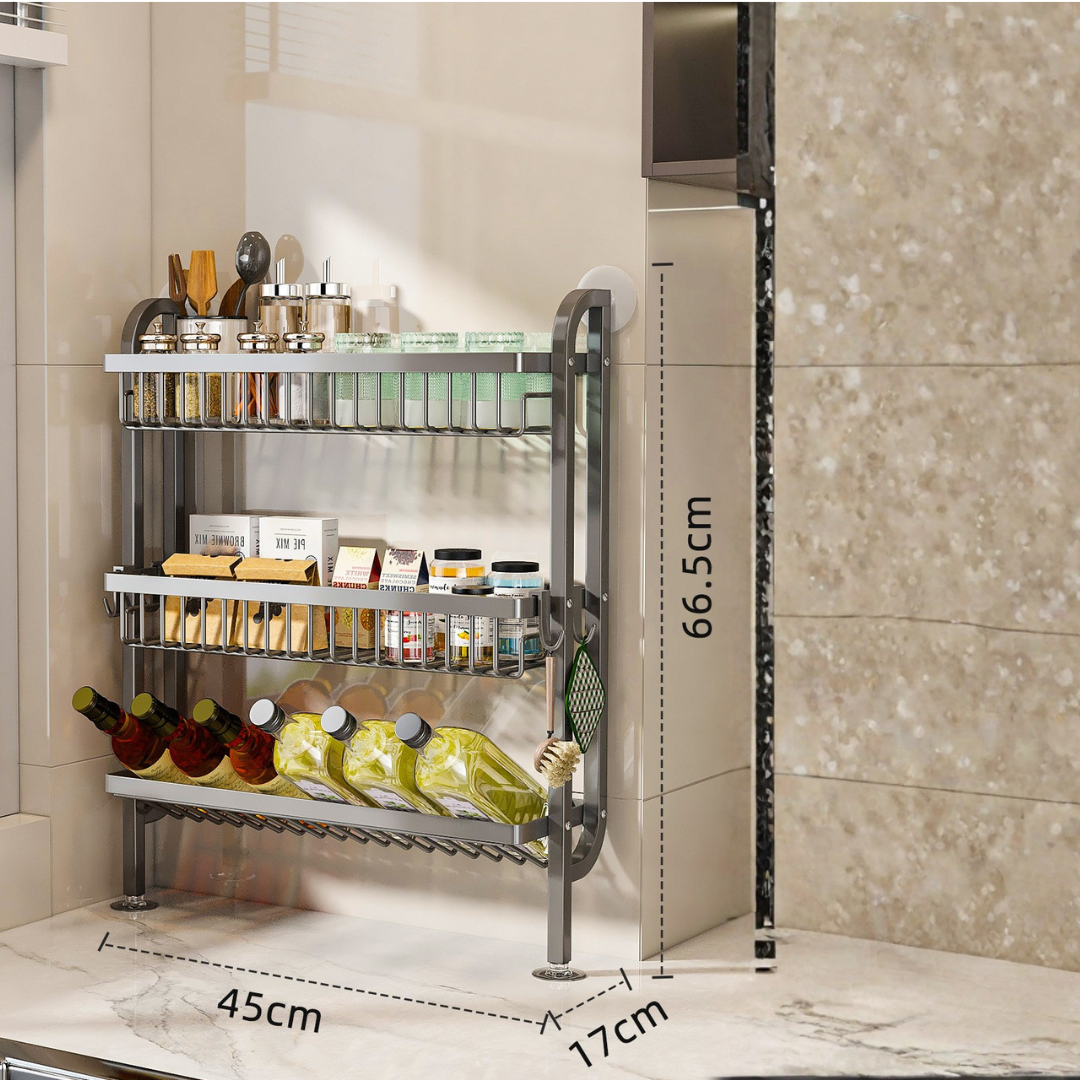 Suction Cup Wall-Mounted Spice Rack Organizer