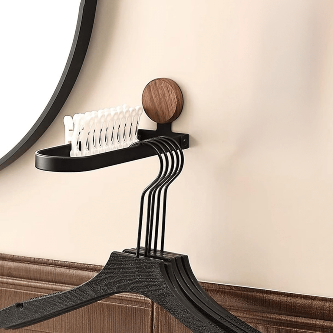 Wall-Mounted Black Foldable Hand Towel Rack