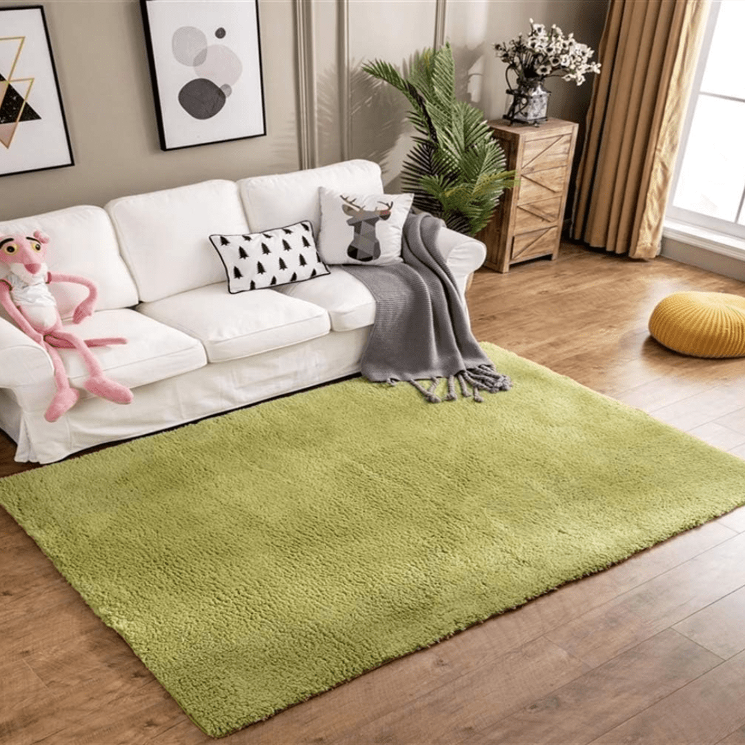 Ultra-Soft Silk Wool Living Room Carpet (Green)