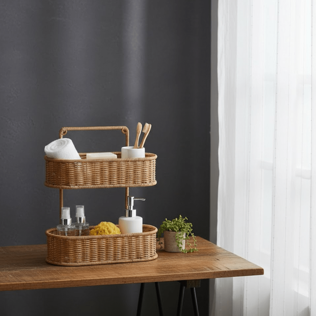 Decorative Oval Rattan Style Storage Basket