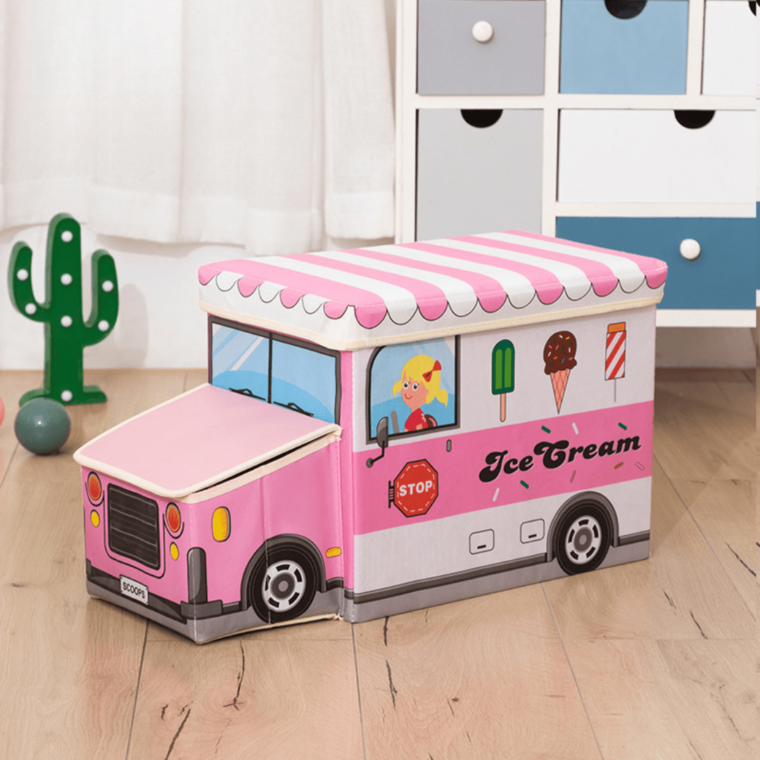 Bus-Shaped Kid's Toy Storage Box