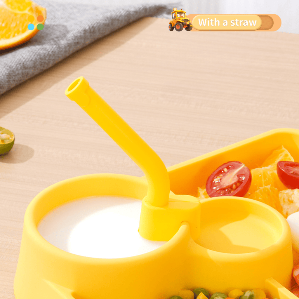 Baby Feeding Construction Themed Dinnerware Plate with Tractor Utensils