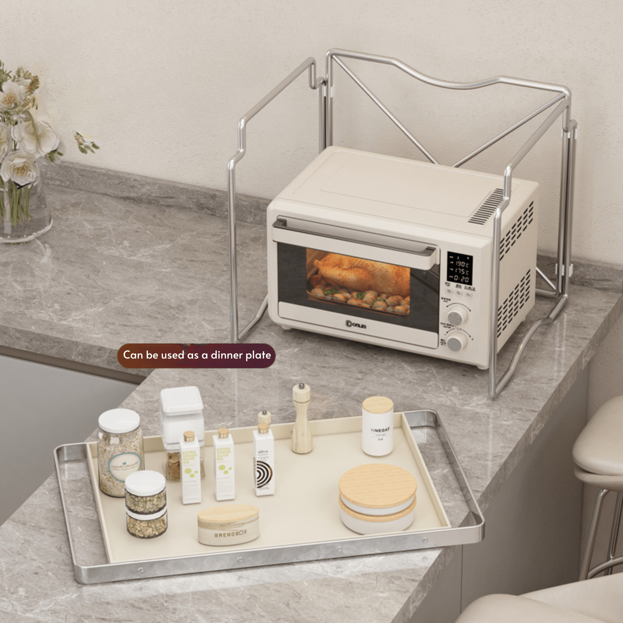 Carbon Steel Multifunctional Foldable Kitchen Storage Rack(64cm)