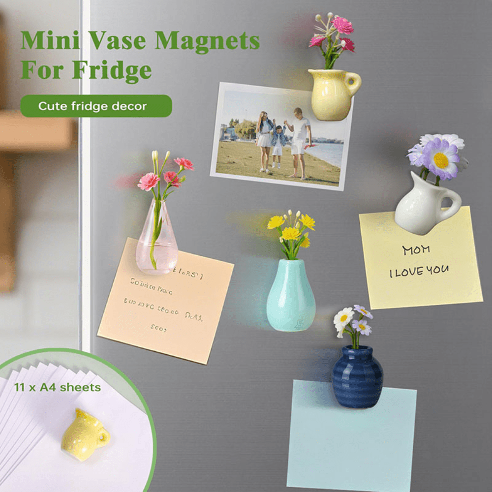 Cute 8 Mini Ceramic Vase Decorative Fridge Magnets