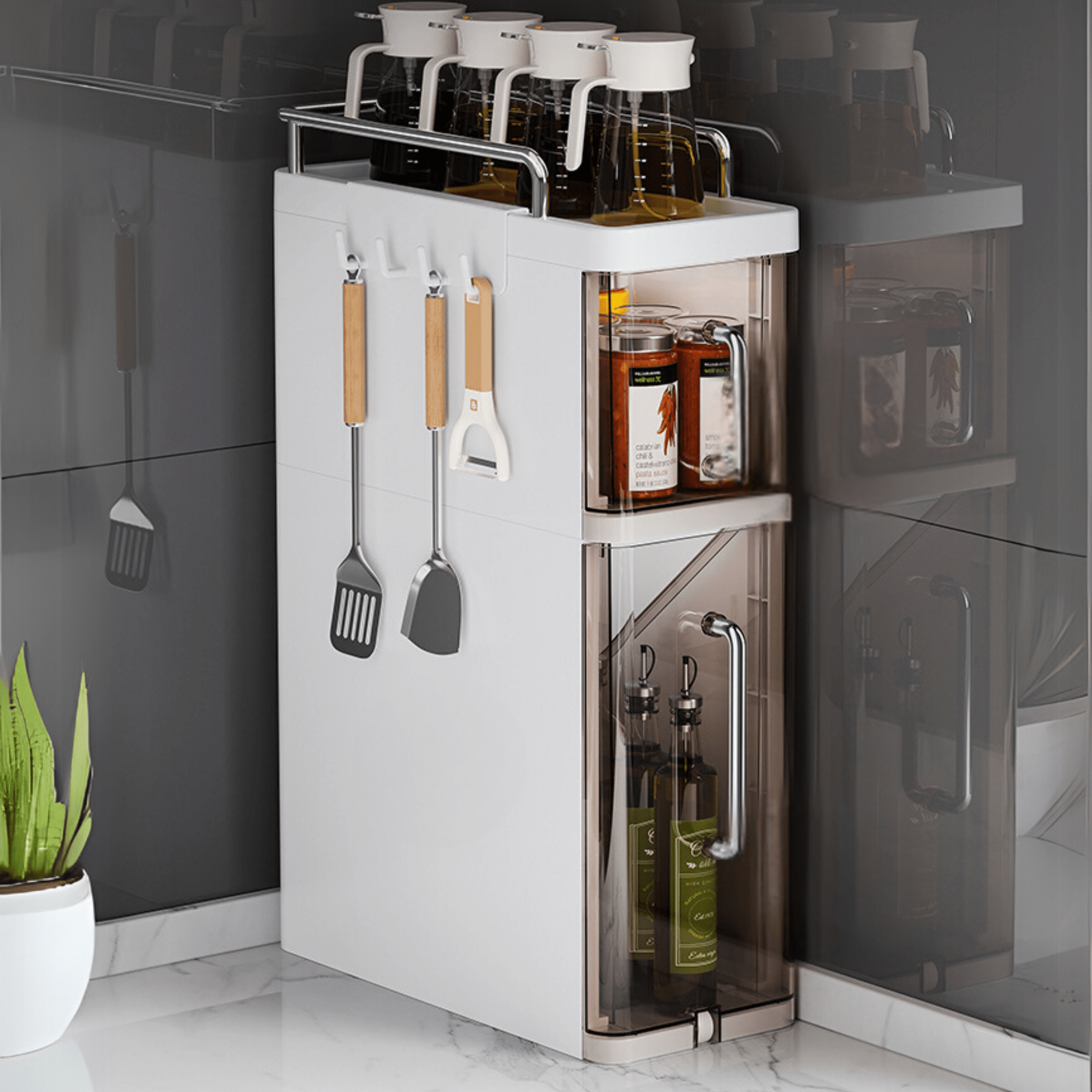 Transparent Multi-Layer Plastic Pull-Out Storage Cabinet – (15.5cm)