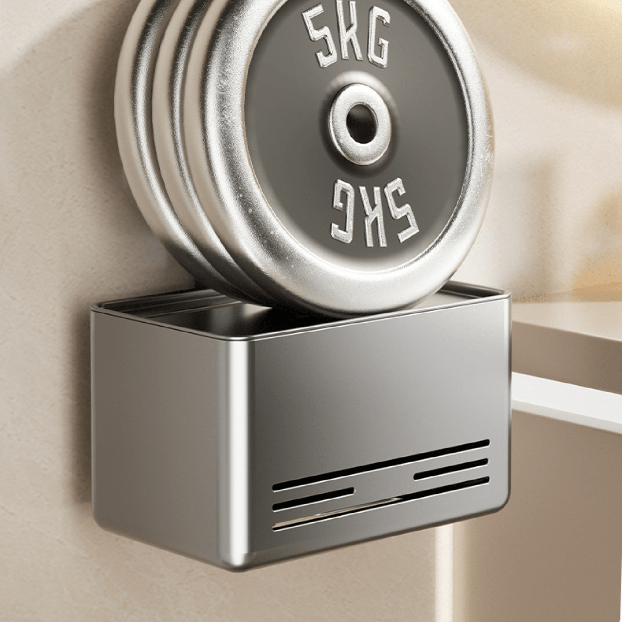 Wall-Mounted Suction Cup Toilet Tissue Box with Storage Shelf