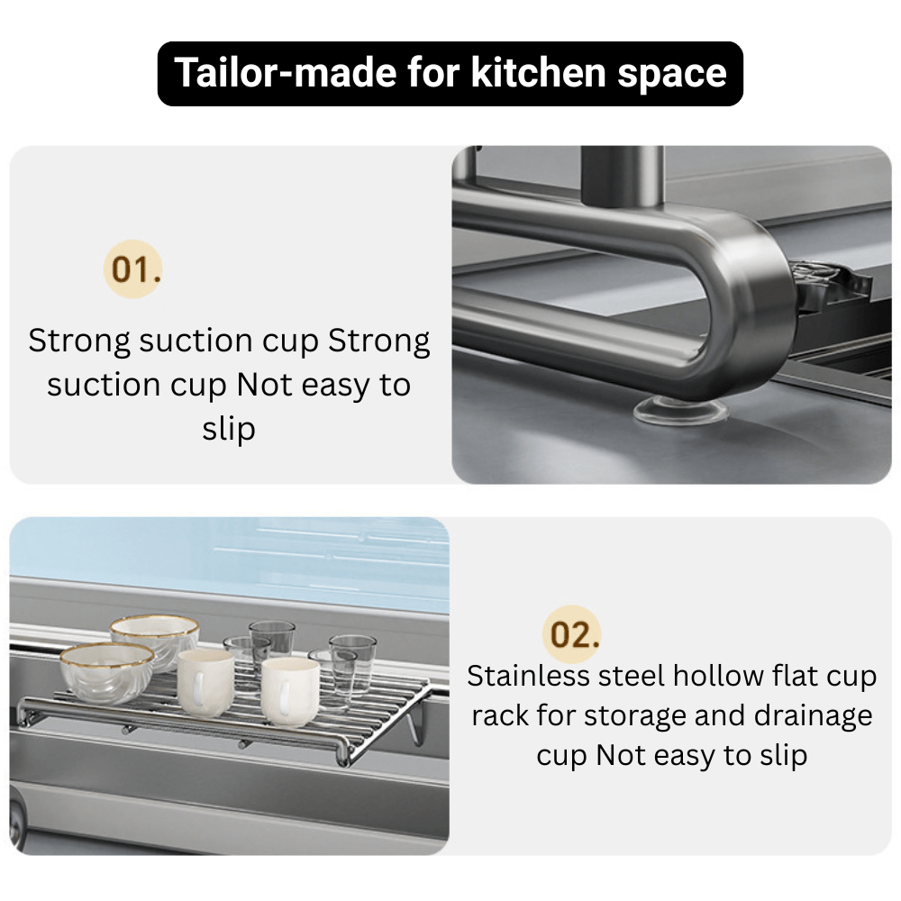 Clean Edge Stainless Steel Multi-Function Dish Rack Organizer