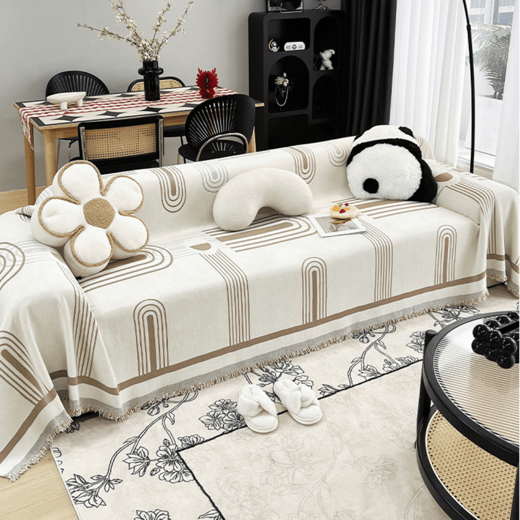 Beige & Cream Elegance Elegance Chenille Sofa Cover