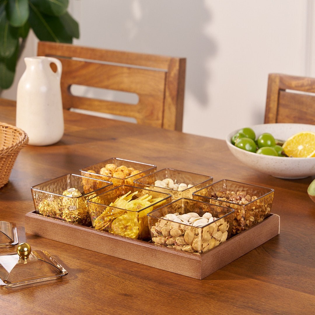 Crystal Clear Snack Plate Organizer (6-BOXES TRAY)