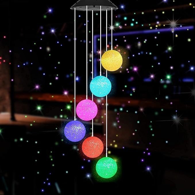 Color Changing Solar Powered LED Wind Chimes (75cm)