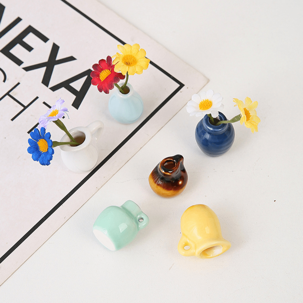 Cute 8 Mini Ceramic Vase Decorative Fridge Magnets