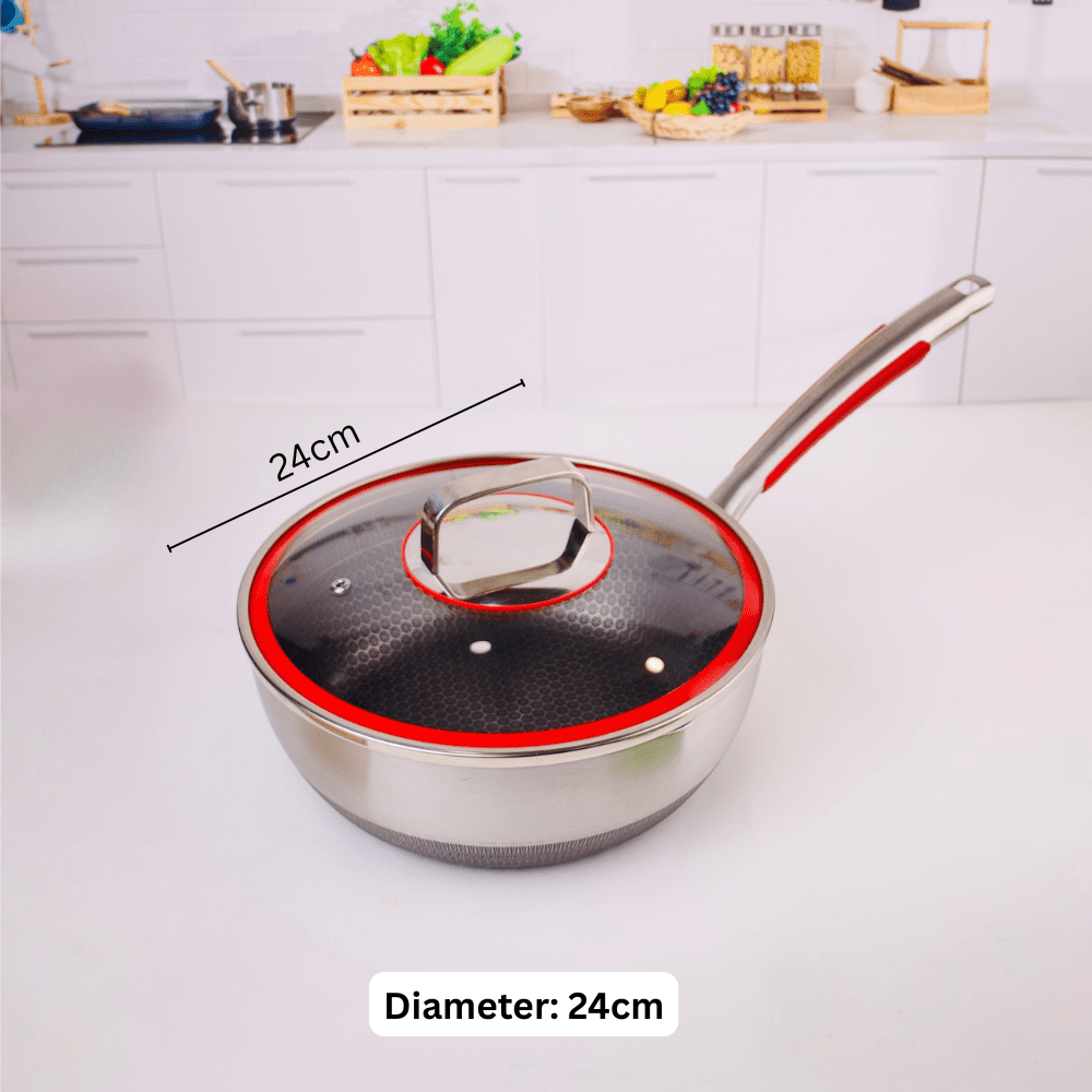 Deep Frying Honeycomb Pan with Lid