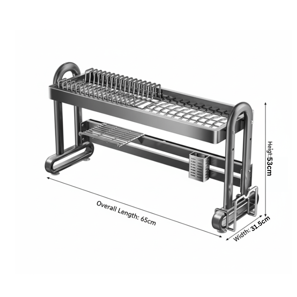 Clean Edge Stainless Steel Multi-Function Dish Rack Organizer