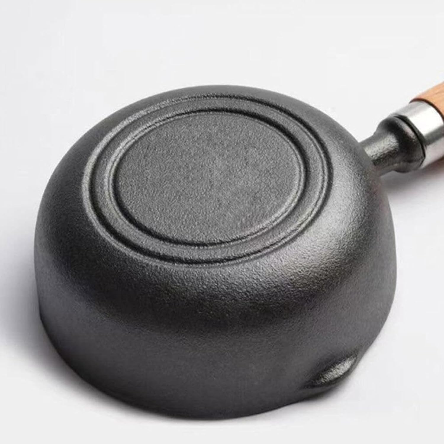 Cast Iron Non-Stick Tadka Pan with Wooden Handle