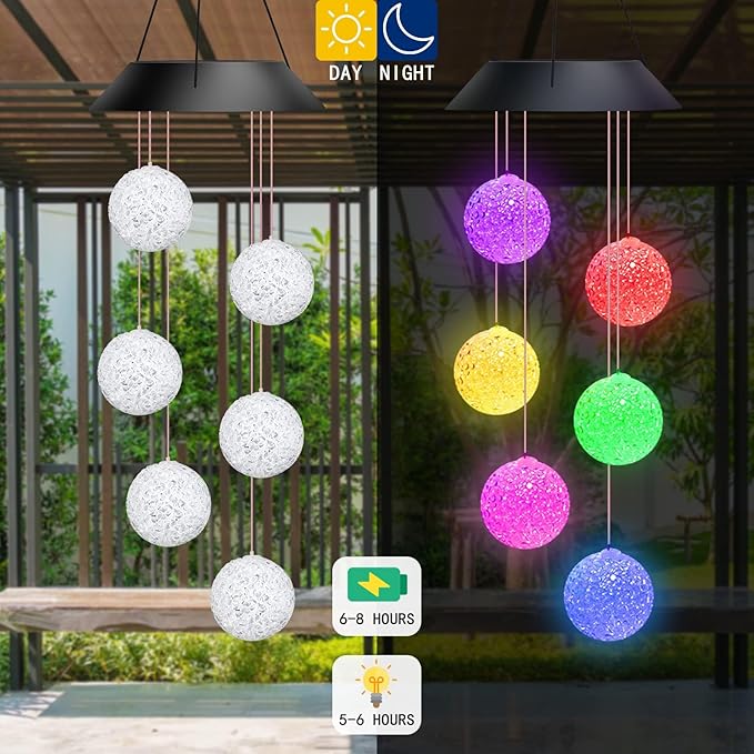 Color Changing Solar Powered LED Wind Chimes (75cm)
