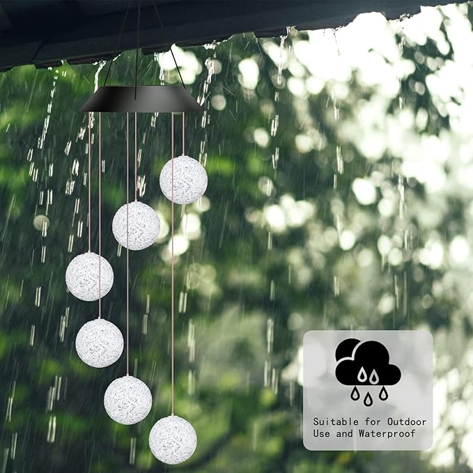 Color Changing Solar Powered LED Wind Chimes (75cm)