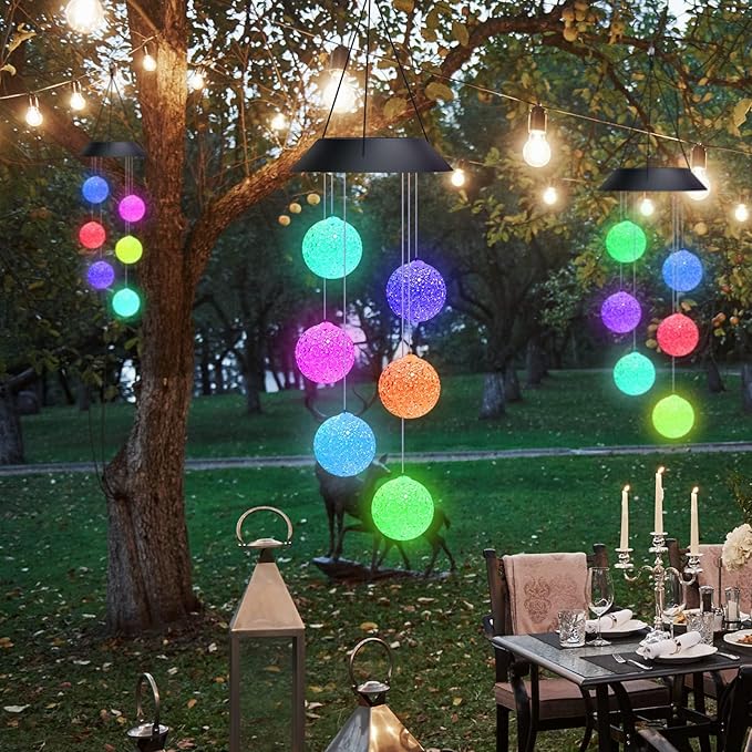 Color Changing Solar Powered LED Wind Chimes (75cm)