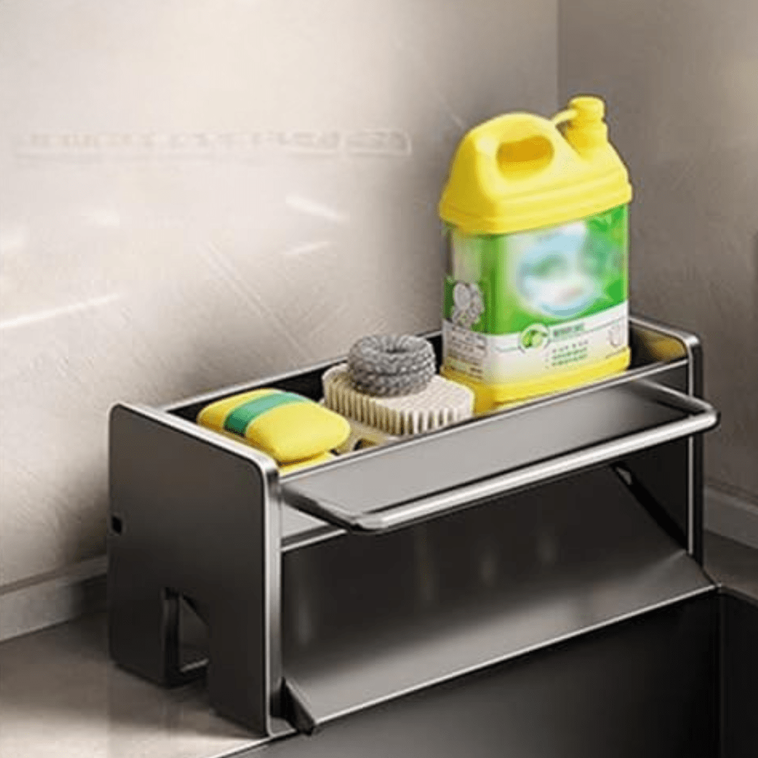 Carbon Steel Sponge & Dishcloth Holder with Auto Drain