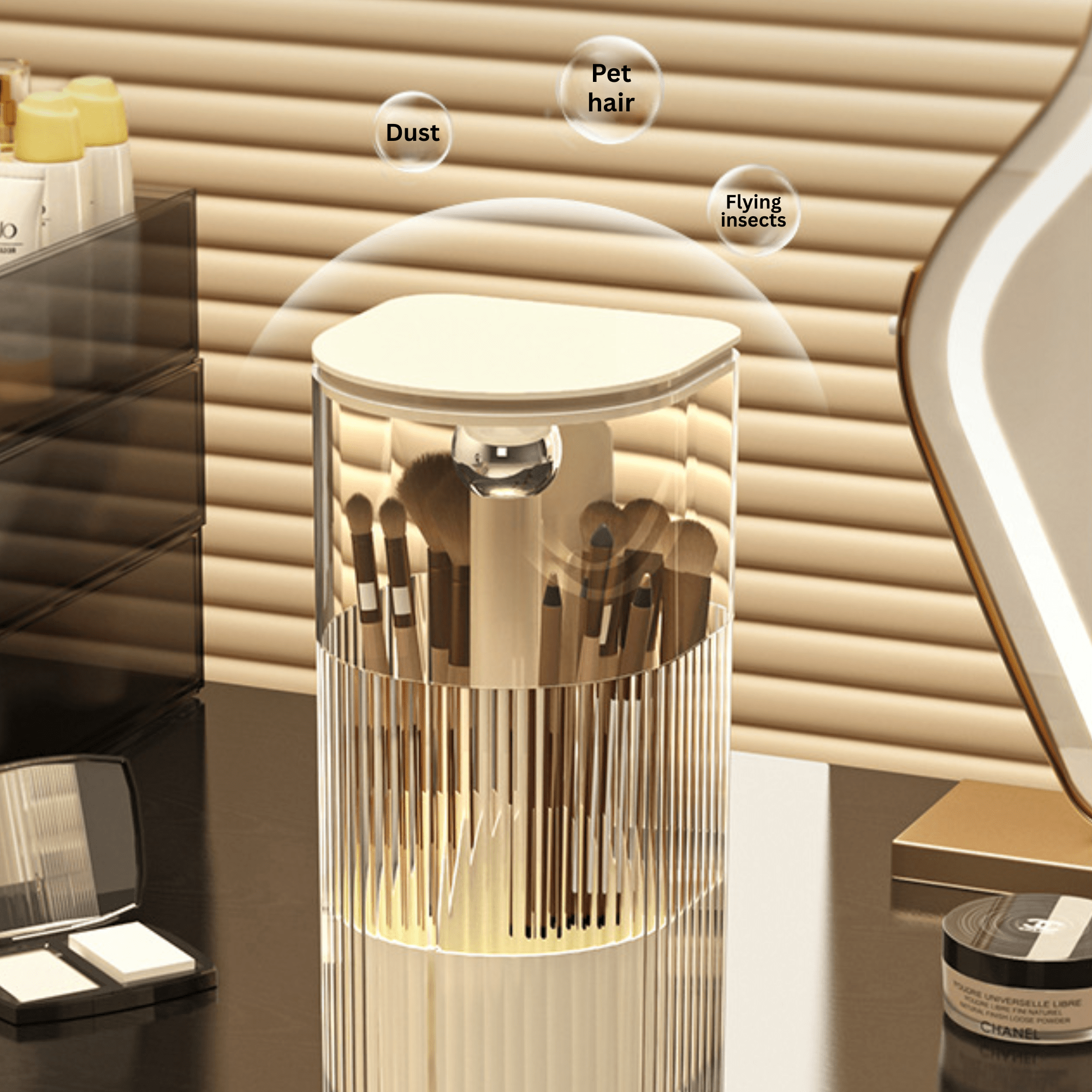Cosmetic Brush Storage Cylinder with Automatic Lifting Mechanism
