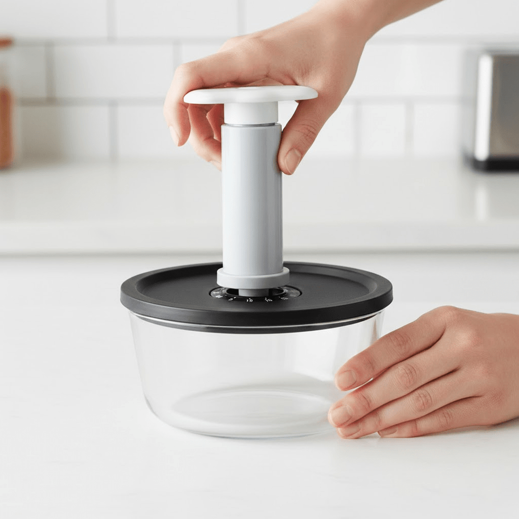 Vacuum Glass Storage Container with Date Tracker Lid