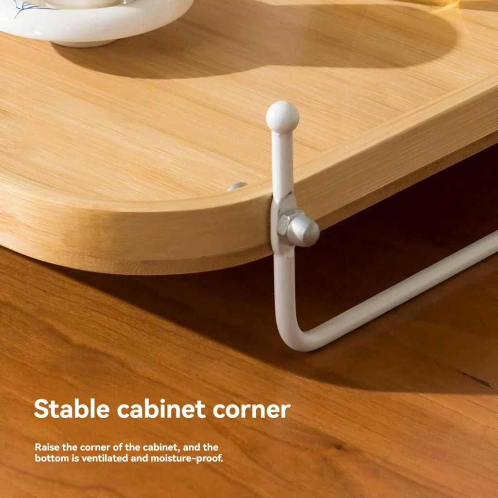 Bamboo Wood Two-Tier Tea Organizer Rack