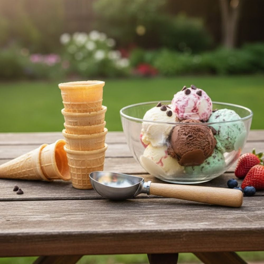 Classic Wooden Handle Stainless Steel Ice Cream Scoop