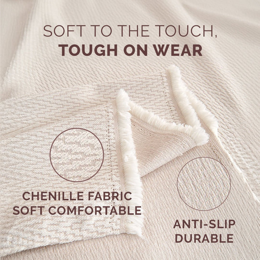 Beige & Cream Elegance Elegance Chenille Sofa Cover