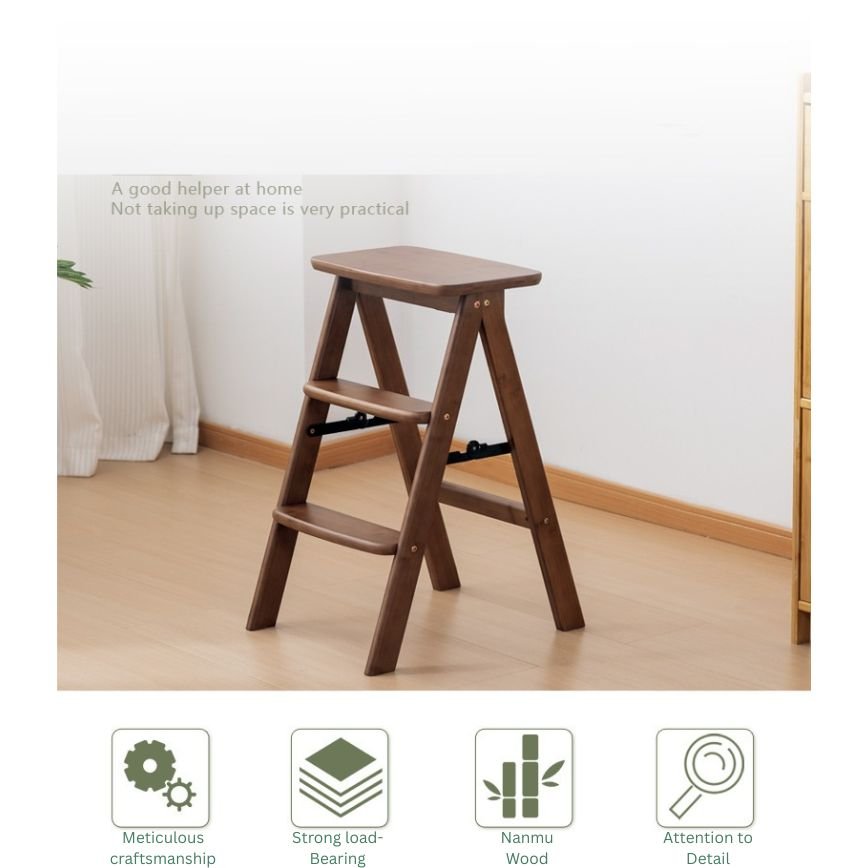 Compact Climb Utility Nanmu Wood Step Stool(63cm)