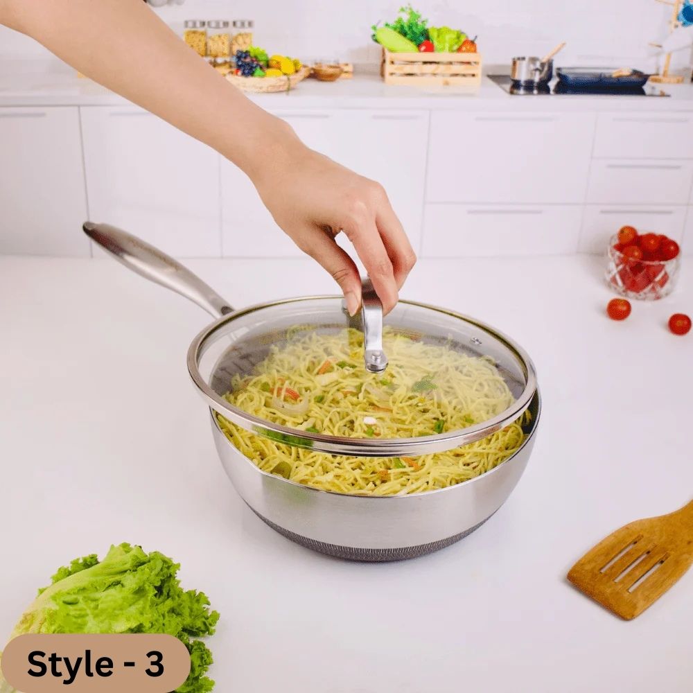 Deep Frying Honeycomb Pan with Lid