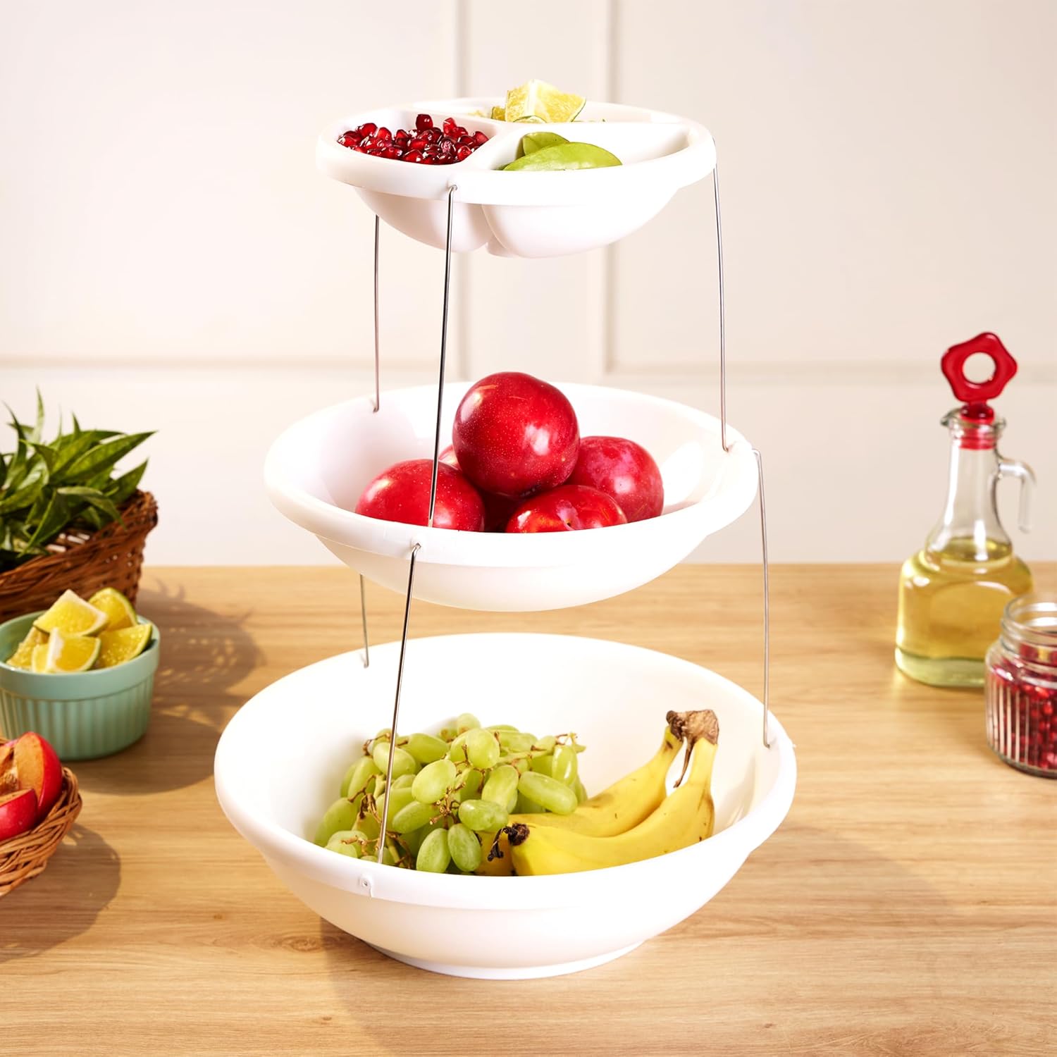 Twist & Fold 3-Tier Foldable Snack & Fruit Stand (38 cm)