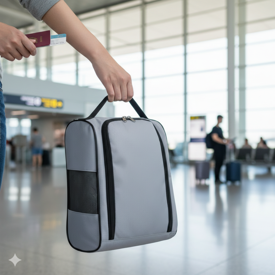 Travel Mesh Shoe Pouch with Handle & Ventilation